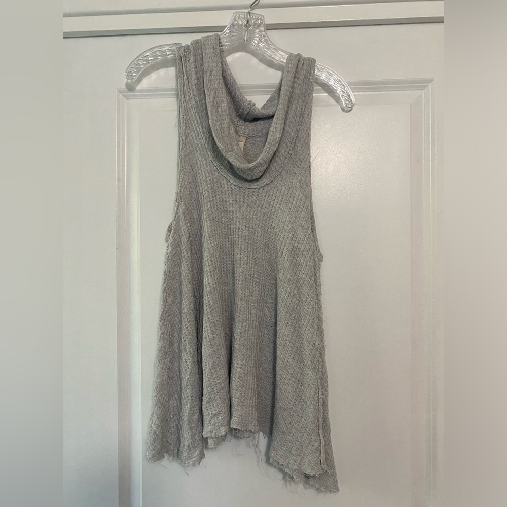 Free People We the Free Gray Cowl Neck Top